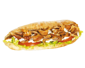 Kebab maison avec salade, tomate et oignon frais à cagny