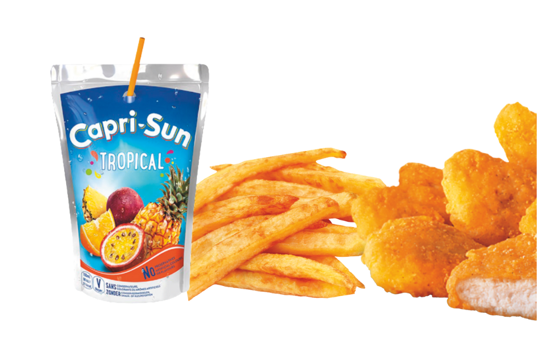 menu enfant avec nuggets, frites et caprisun à caen et ifs